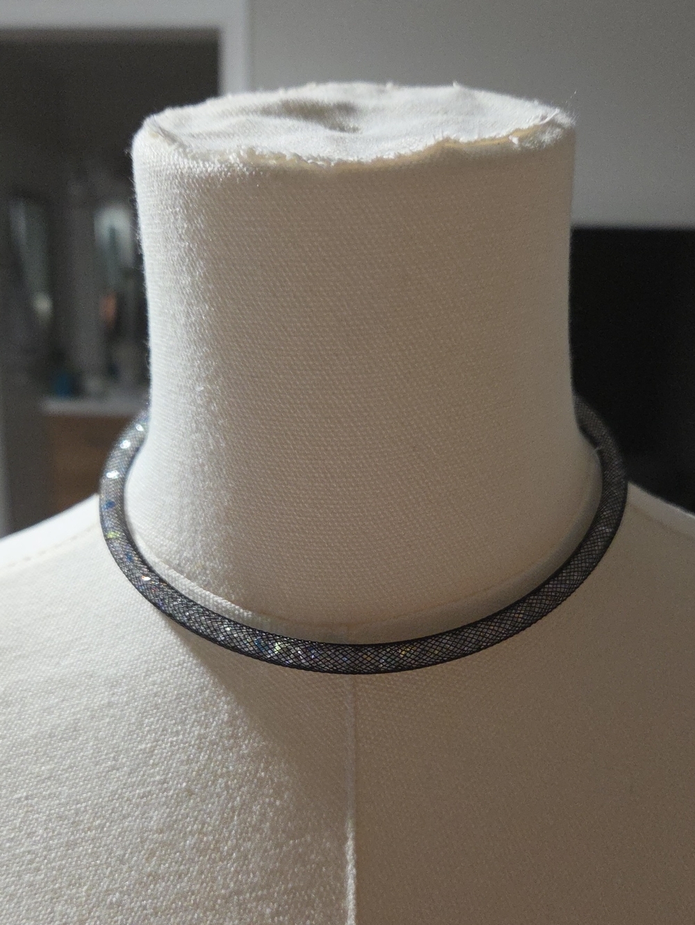 Swarovski Black Mesh Choker with Sparkling Crystals